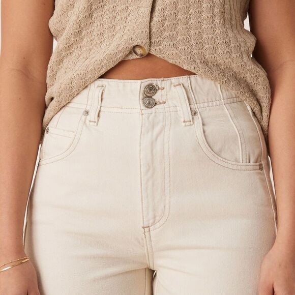 Free People We the Free Aster Straight Leg Jeans in Creme - Picture 5 of 12